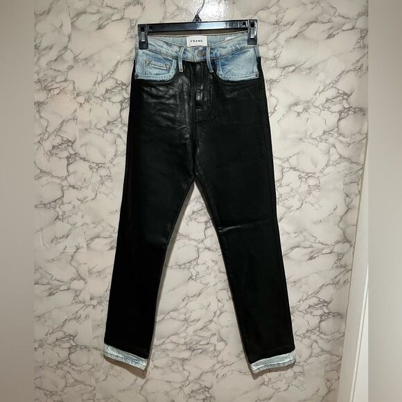 FRAME Le Sylvie Slender Straight Black Ice Jeans - Picture 3 of 8